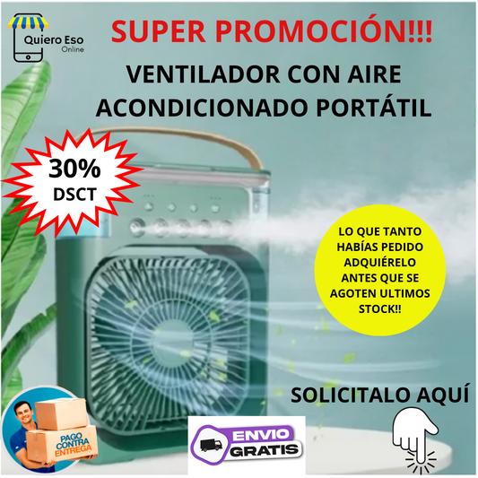 MINI VENTILADOR PORTATIL CON AIRE ACONDICIONADO